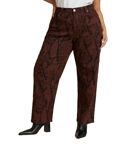 Eloquii Women's Snake Print Relaxed Leg Jean