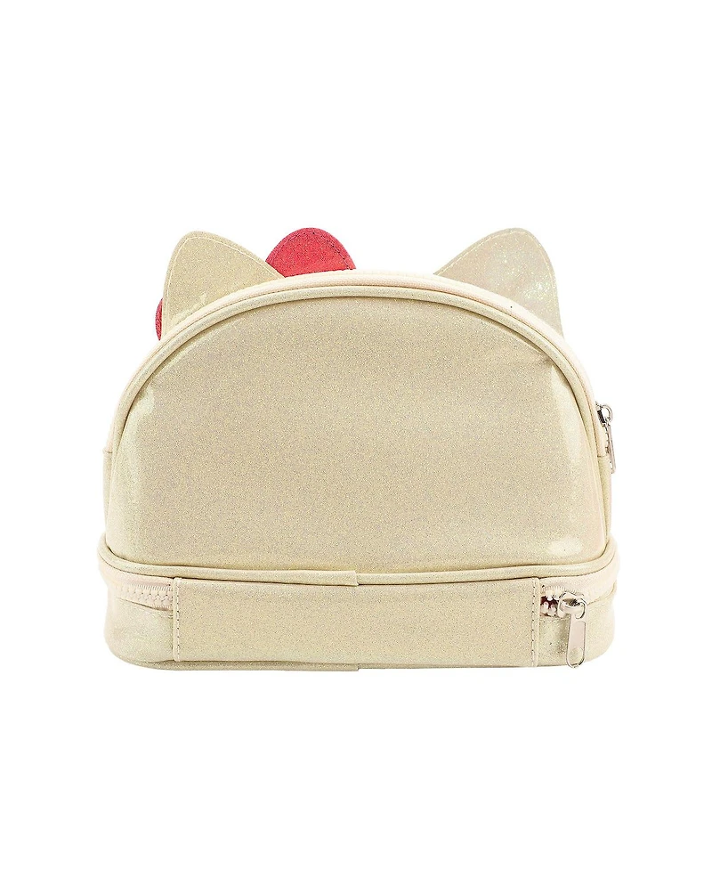Hello Kitty Character Face White Glitter 6" Cosmetic Pouch