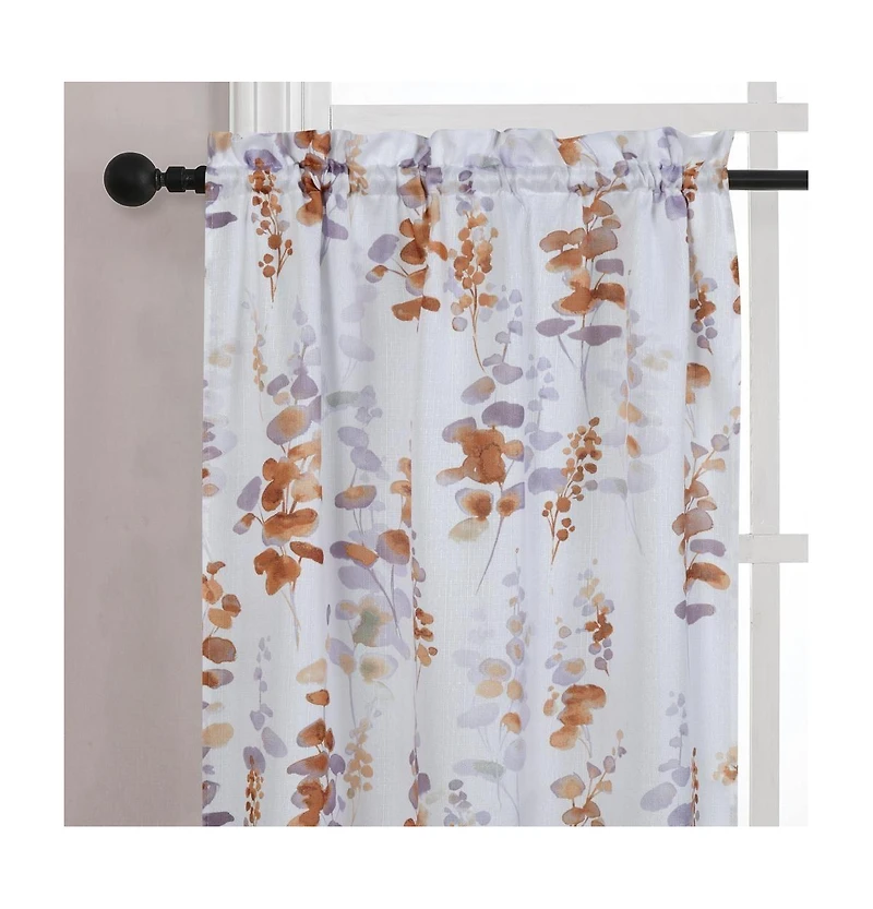 Kate Aurora Watercolor Floral Lillies Complete 3 Piece Rod Pocket Kitchen Curtain Tier & Valance Set - Spice