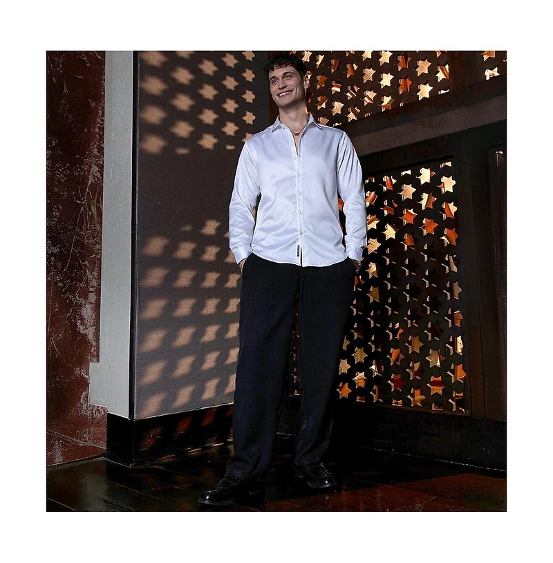 Campus Sutra Men's Chalk White Satin Lustre Shirt