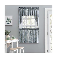 Ellis Curtain Lexington Leaf Pattern on Colored Ground Curtain Tiers