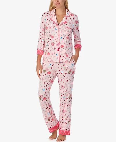 Kate Spade New York Women's 2-Piece Sleepwear 3/4-Sleeve Top and Pajama Pants Set