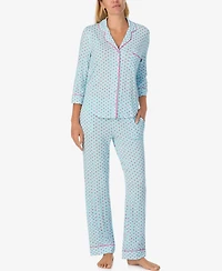 Kate Spade New York Women's 2-Piece Sleepwear 3/4-Sleeve Top and Pajama Pants Set