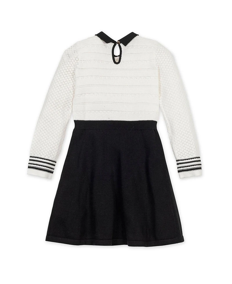 Hope & Henry Big Girls Organic Peter Pan Collar Sweater Dress with Bow