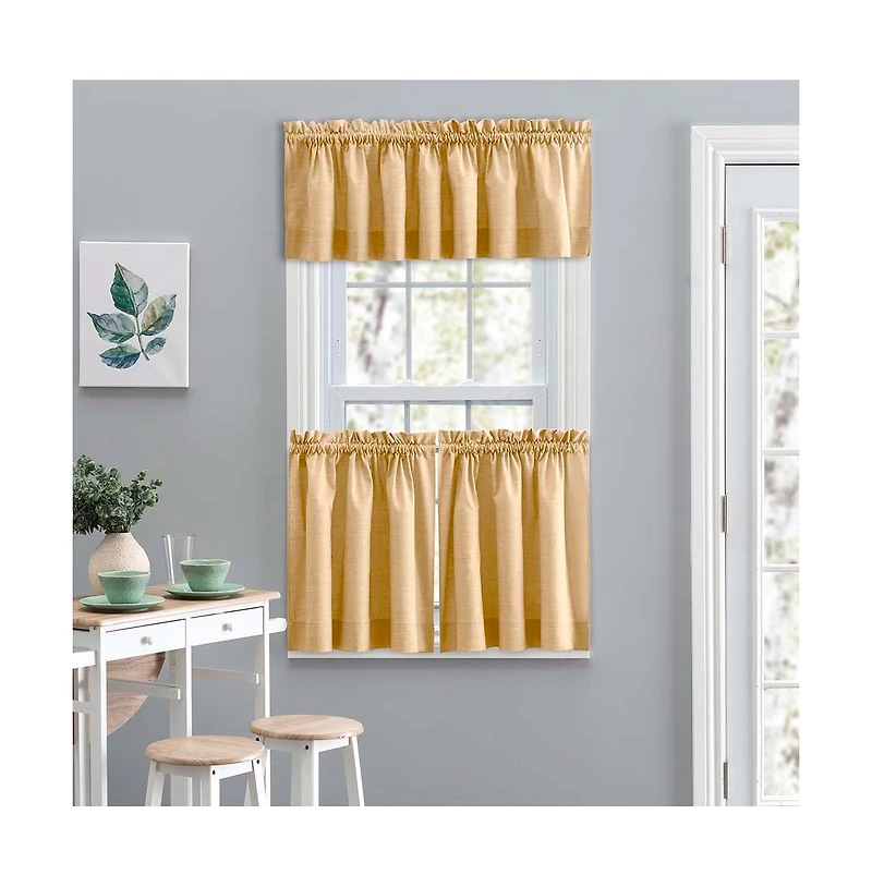 Ellis Curtain Lisa Solid Color Poly Cotton Duck Fabric Tailored Tier 56" x 24" Butter