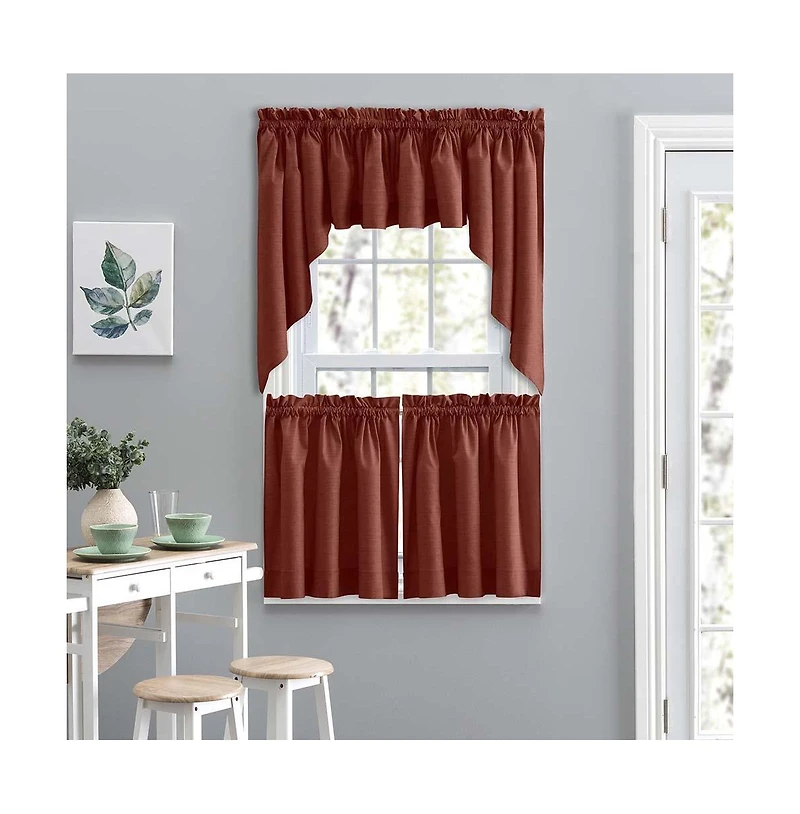 Ellis Lisa Solid Color Poly Cotton 1.5" Rod Pocket Duck Fabric Stylish Tailored Valance 58" x 15" Red