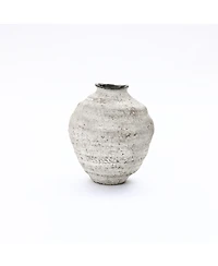 LuxenHome 11.54" Rustic Gray Round Ceramic Vase, Textured Accent for Home Decor