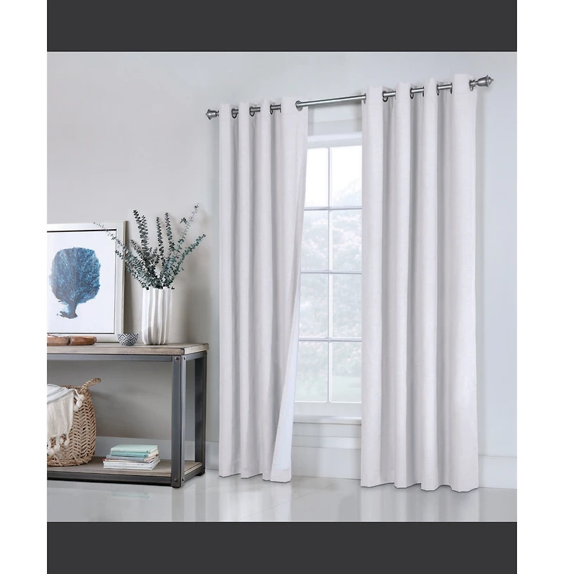 Thermaplus Ventura Blackout Grommet Curtain Panel Pair Frame Your Windows with Subtle Slub Textured Motif Each 78" x 84" White