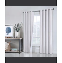 Thermaplus Ventura Blackout Grommet Curtain Panel Pair Frame Your Windows with Subtle Slub Textured Motif Each 78" x 84" White