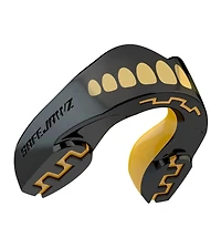 SafeJawz Extro Dual Layer Sports Mouth Guard and Disinfectant Spray Bundle for Basketball, Football, Mma, Hockey, Wrestling - Junior Goldie