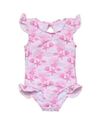 Snapper Rock Little Girls Pink Lagoon Frill Swimsuit