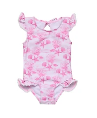 Snapper Rock Little Girls Pink Lagoon Frill Swimsuit