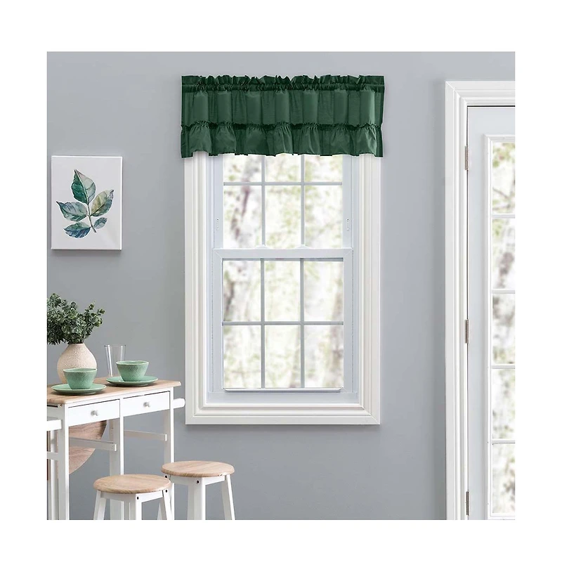 Ellis Curtain Ellis Stacey 1.5" Rod Pocket High Quality Fabric Solid Color Window Ruffled Filler Valance 54"x13" Harvest