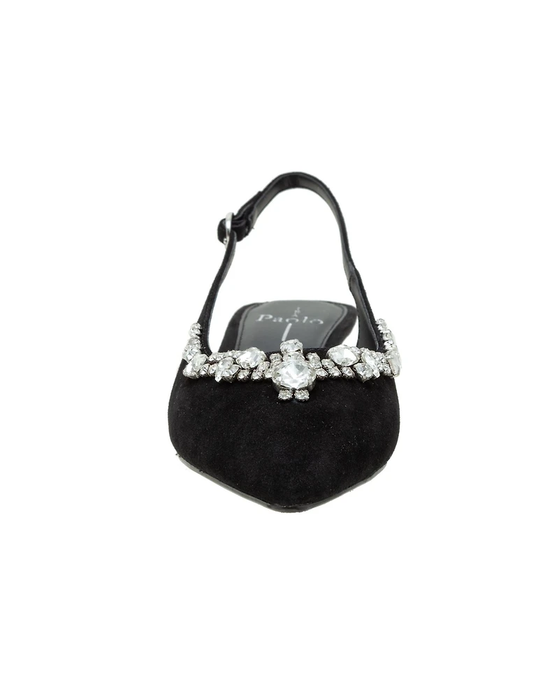 Linea Paolo Crystal | Bejeweled Kitten Heel Slingback Pump