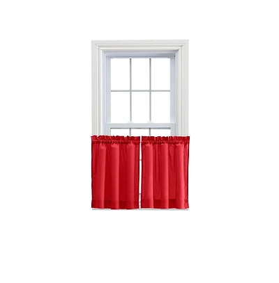 Ellis Stacey 1.5" Rod Pocket High Quality Fabric Solid Color Window Tailored Tier Pair 56"x36