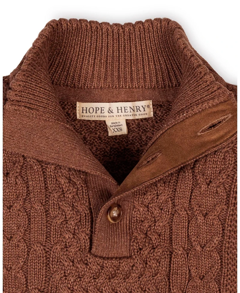 Hope & Henry Boys Organic Mock Neck Cable Sweater