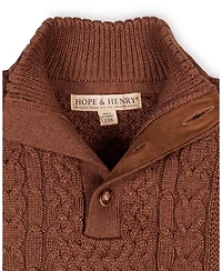 Hope & Henry Boys Organic Mock Neck Cable Sweater