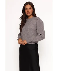 Petal and Pup Women's Makena Pearl Detail Knit Sweater - Heather Grey