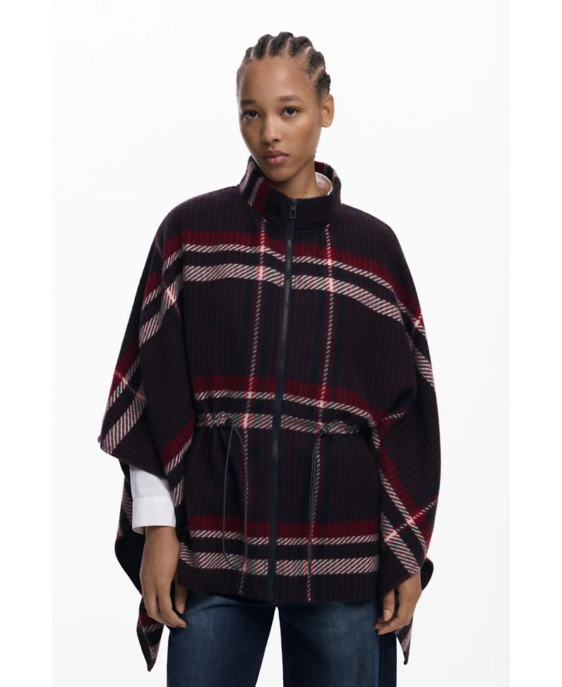 Desigual Women's Tartan poncho