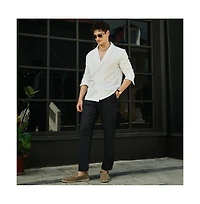 Campus Sutra Men's Daisy White Double-Breasted Moziac Shirt