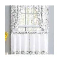 Ellis Country Floral Small Scale 1.5" Rod Pocket Floral Pattern with Ruffle Lace Edge Tier