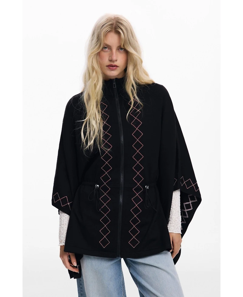 Desigual Women's Zig-zag poncho