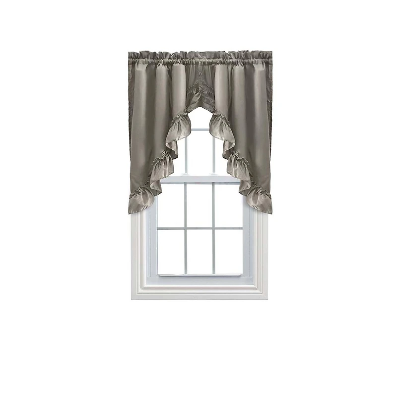 Ellis Stacey 1.5" Rod Pocket High Quality Fabric Solid Color Window Ruffled Swag 60"x38