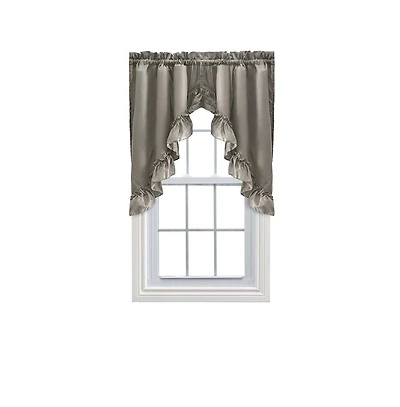 Ellis Stacey 1.5" Rod Pocket High Quality Fabric Solid Color Window Ruffled Swag 60"x38