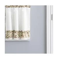 Ellis Curtain Cherries Ruffled 1.5" Rod Pocket Window Curtain Tiers 58"x24" Natural