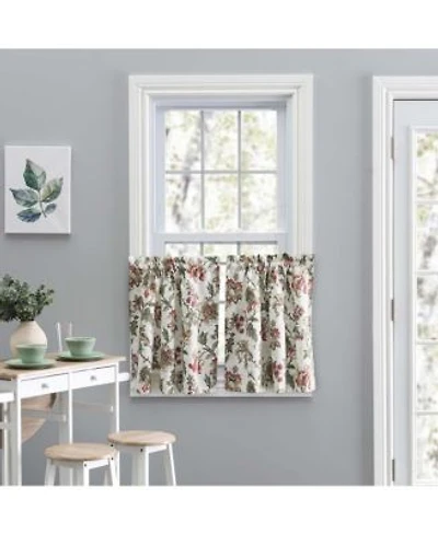 Ellis Curtain Madison Floral Design Printed Natural Ground 1.5 X22 Rod Pocket Tailored Tier 56 X22 X 36 X22 Brick