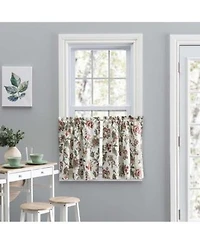 Ellis Curtain Madison Floral Design Printed Natural Ground 1.5 X22 Rod Pocket Tailored Tier 56 X22 X 36 X22 Brick