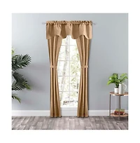 Ellis Curtain Lisa Solid Color Poly Cotton 3" Rod Pocket Duck Fabric Lined Scallop Valance 58" x 15" Tan