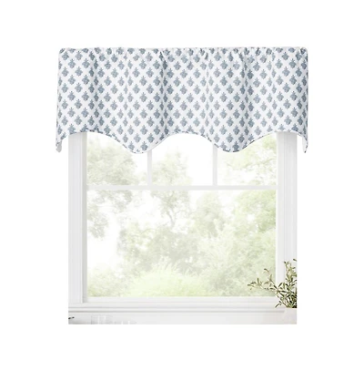 Ellis Curtain Manchester 3" Rod Pocket 100% Cotton Machine Wash and Dry Tailored Valance 50" x 16" Blue