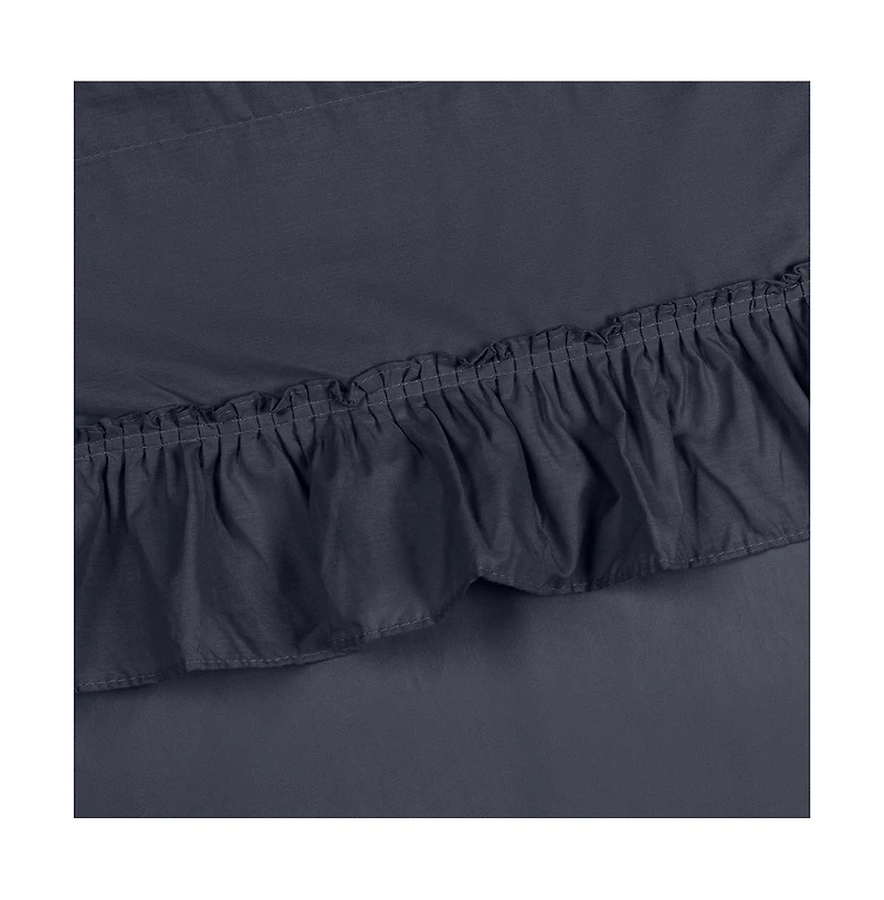 Ellis Stacey 1.5" Rod Pocket High Quality Fabric Solid Color Window Ruffled Filler Valance 54"x13" Navy
