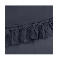 Ellis Stacey 1.5" Rod Pocket High Quality Fabric Solid Color Window Ruffled Filler Valance 54"x13" Navy