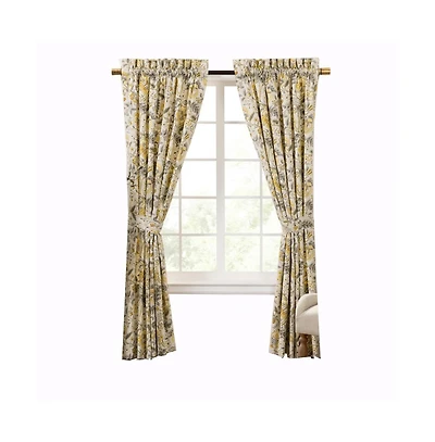 Ellis Curtain Regency 3" Rod Pocket Curtain Panel Pair with Tiebacks 96" x