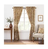 Ellis Curtain Regency 3" Rod Pocket Curtain Panel Pair with Tiebacks 96" x 96" Antique
