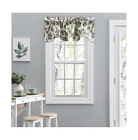 Ellis Curtain Madison Floral Design Printed Natural Ground 3" Rod Pocket Lined Scallop Valance 58" x 15" Blue