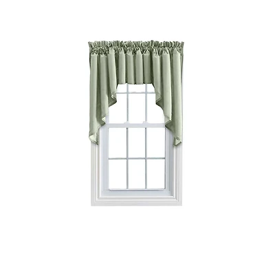 Ellis Stacey 3" Rod Pocket High Quality Fabric Solid Color Window Lined Swag Set 126"x63" Sage