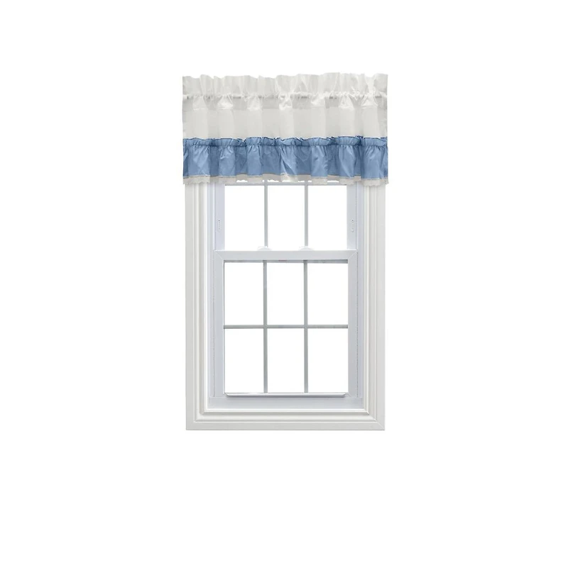Ellis Curtain Madelyn Ruffled Victorian 1.5" Rod Pocket Valances for Windows 60" x 16" Slate