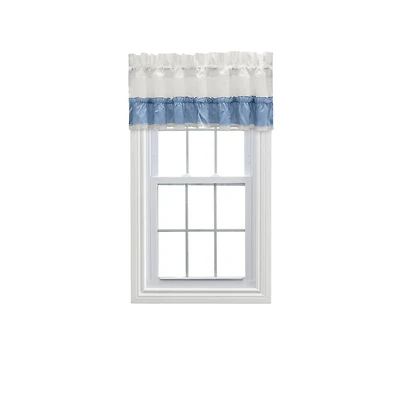 Ellis Curtain Madelyn Ruffled Victorian 1.5" Rod Pocket Valances for Windows 60" x 16" Slate