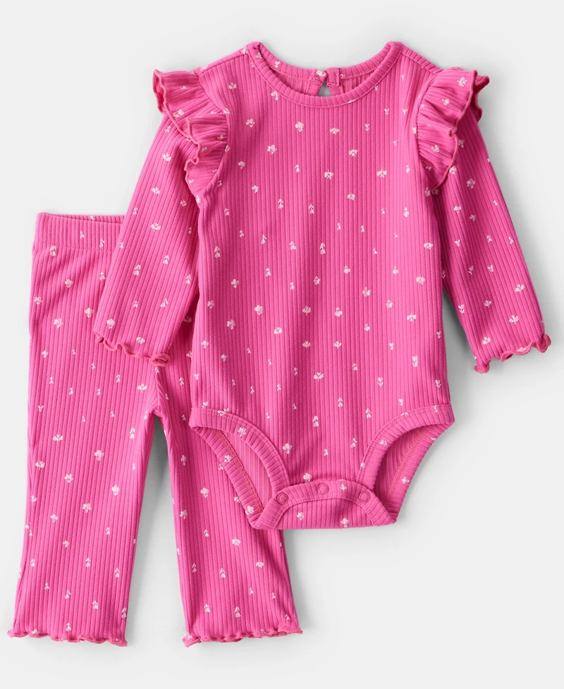 Carter's Baby Girls 2-Piece Floral Bodysuit and Pants Set