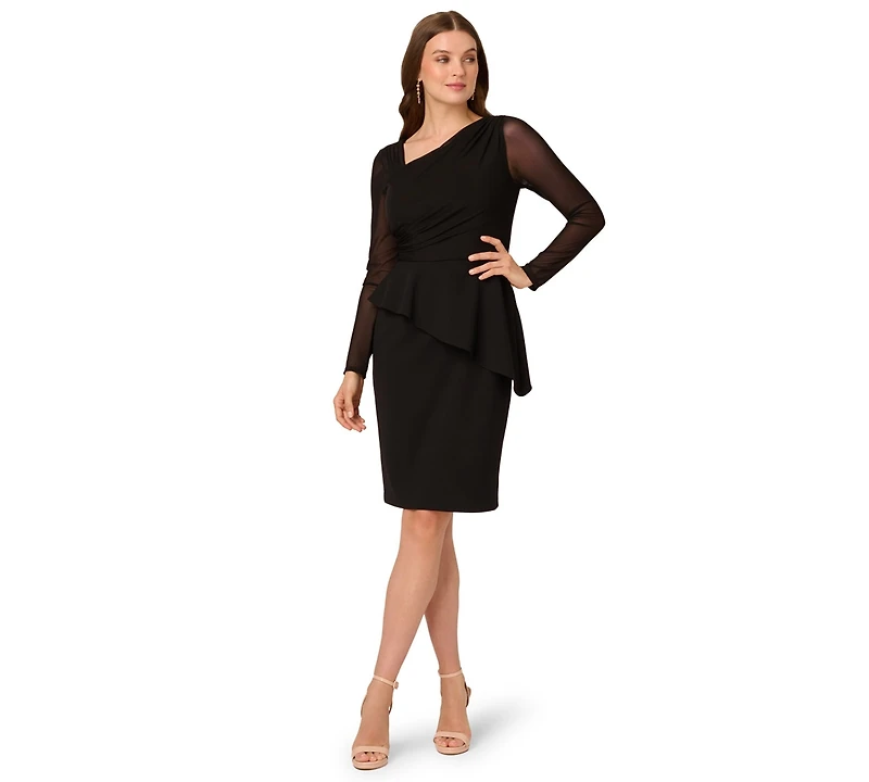 Adrianna Papell Petite Asymmetric Crepe Midi Dress