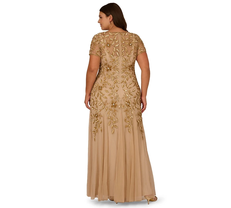 Adrianna Papel Women's Floral-Beaded Gown