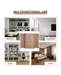 Homcom Panel Resin Wicker Folding Room Divider Privacy Screen Home Office Decor