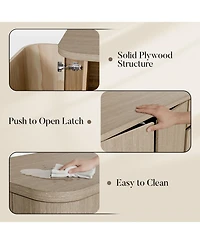 Homsee White Storage Cabinet with Metal Legs, Shelves And Drawers