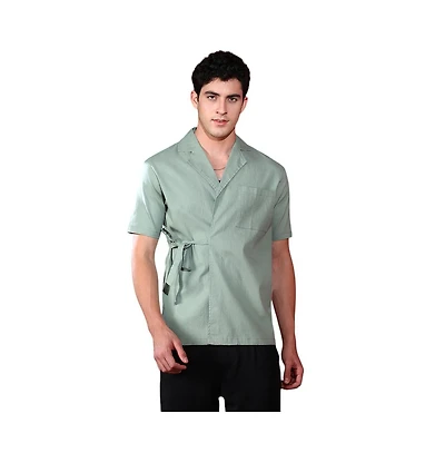 Campus Sutra Men's Sage Green Korean Wrap Shirt