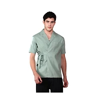 Campus Sutra Men's Sage Green Korean Wrap Shirt
