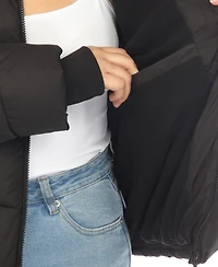 White Mark Plus Quilted Puffer Crop Jacket with Hood