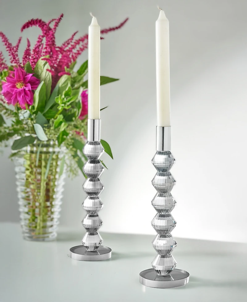 Philip Whitney Reed Clear Candlesticks, Set of 2